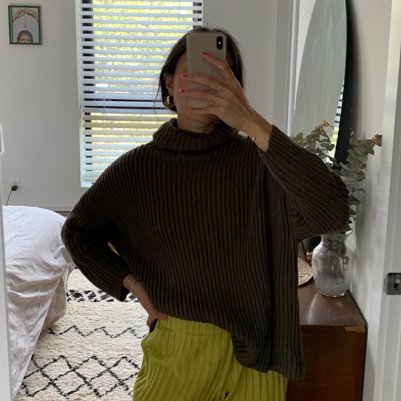 7115 by Szeki Sweaters - 7115 by Szeki Heavy Ribbed Turtleneck, Olive, XS